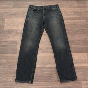 Calvin Klein Jeans Men's Relaxed Straight Blue Denim Jeans Logo Button Pockets